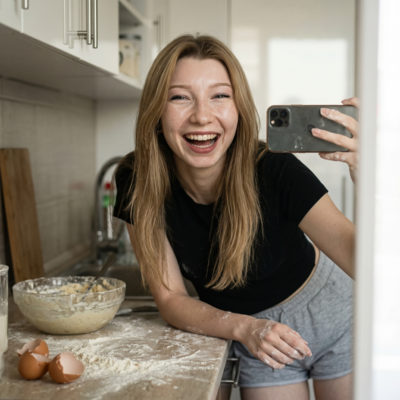 Испачкалась в муке