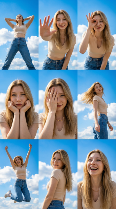 Коллаж на фоне неба